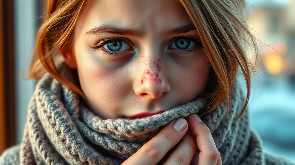 한랭 두드러기 증상 및 초기 대응 (realistic 스타일)