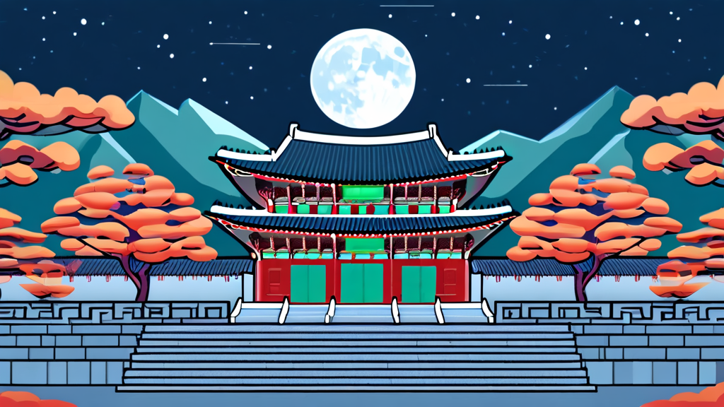 경복궁 야경, 궁궐의 숨겨진 이야기 (illustration 스타일)