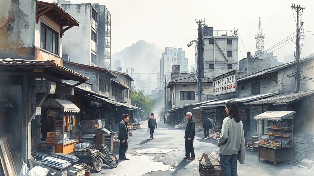 내수와 수출, 문제는? (watercolor 스타일)