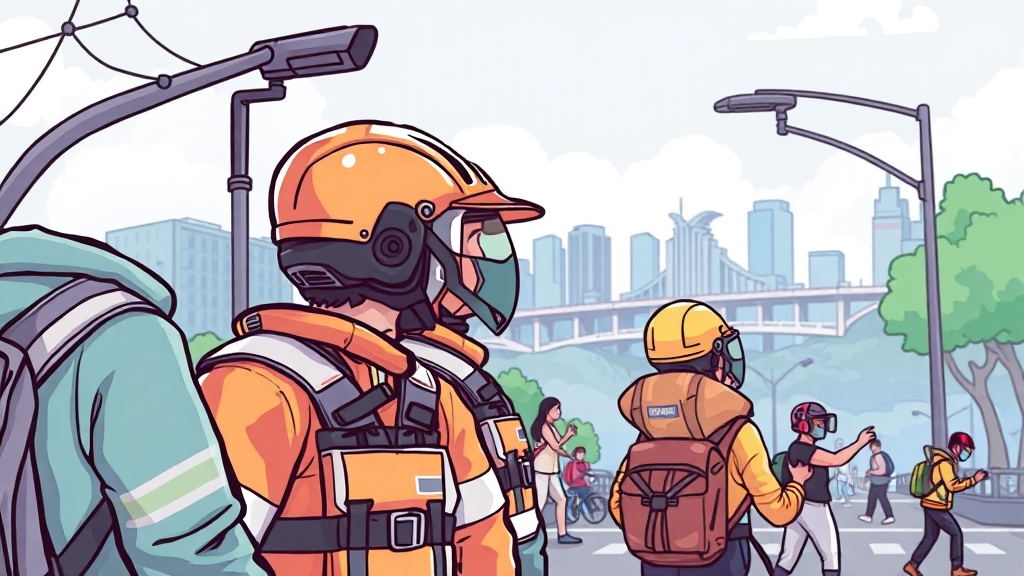 안전 관리 및 행사 후 정리 (cartoon 스타일)