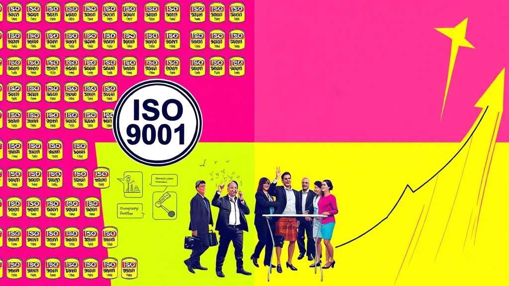 ISO 9001 인증, 전문가의 도움을 받으세요! (popart 스타일)