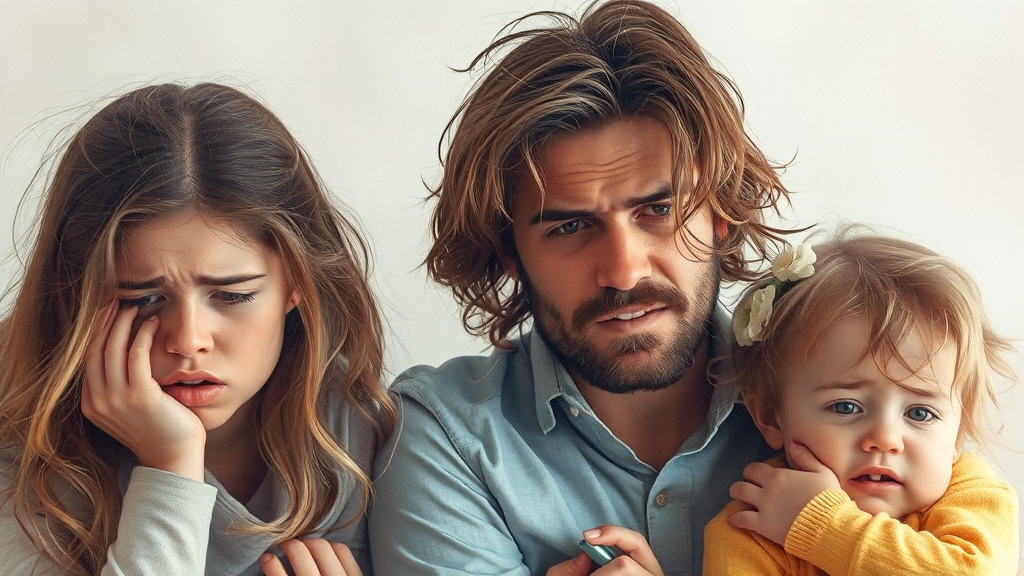 육아휴직 부부의 현실 (watercolor 스타일)