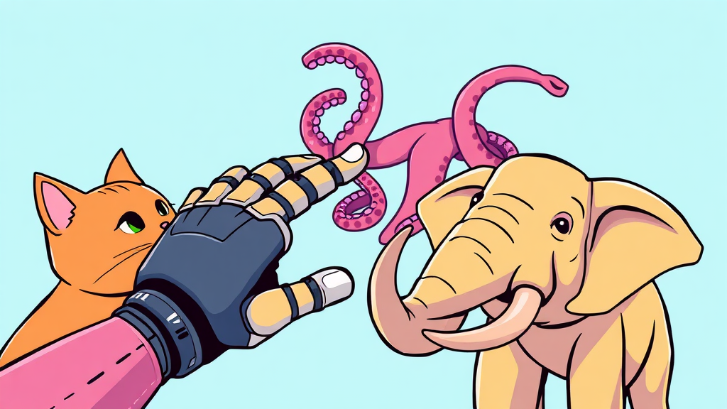 로봇 설계, 현실적인 응용 사례 탐구 (cartoon 스타일)