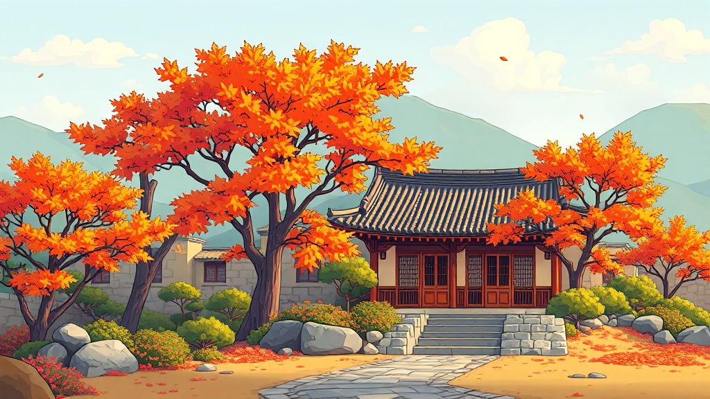 명재고택 주변 논산 여행지 추천 (cartoon 스타일)