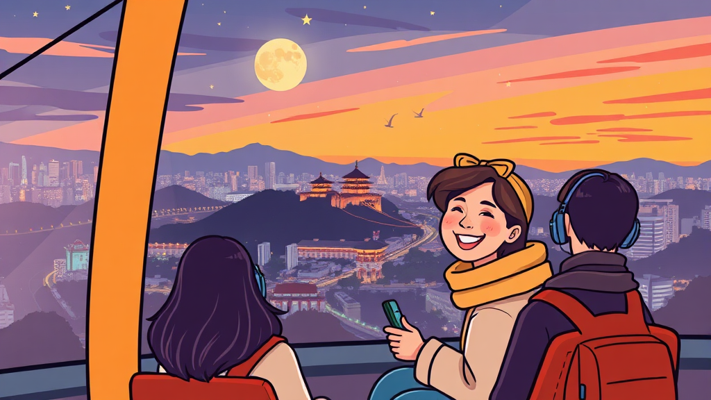 편안한 남산 여행 시작 (cartoon 스타일)