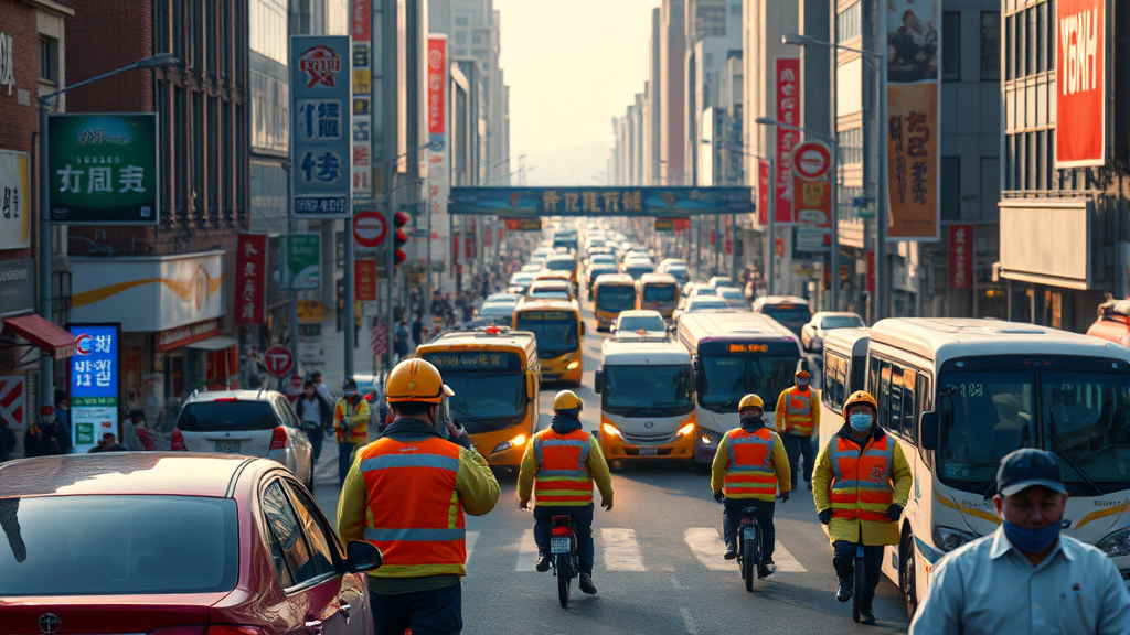 안전한 공연을 위한 도로 통제 및 교통 안내 (realistic 스타일)
