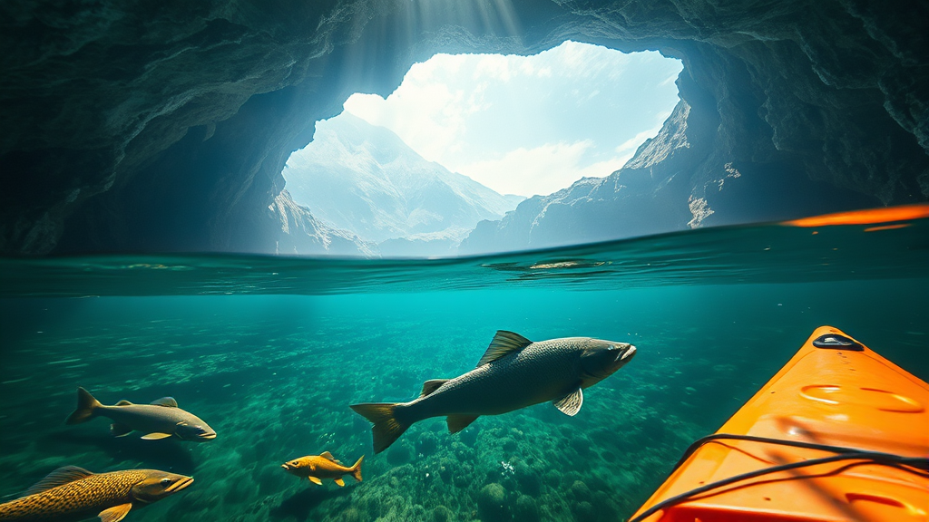 활옥동굴의 특별한 체험: 투명 카약 (realistic 스타일)