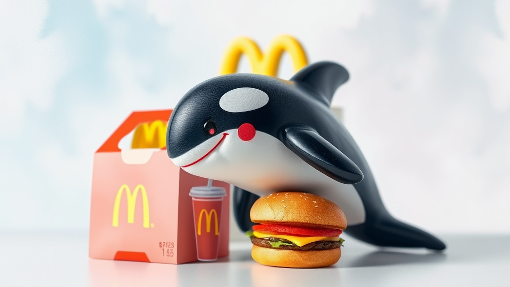 해피밀 세트 메뉴와 가격 정보 (watercolor 스타일)