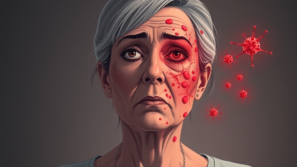 50대 여성, 왜 대상포진에 취약할까? (illustration 스타일)