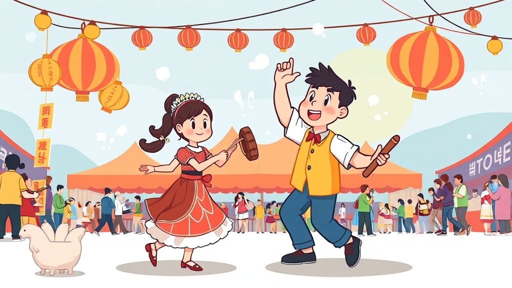 먹거리와 체험 부스 (cartoon 스타일)