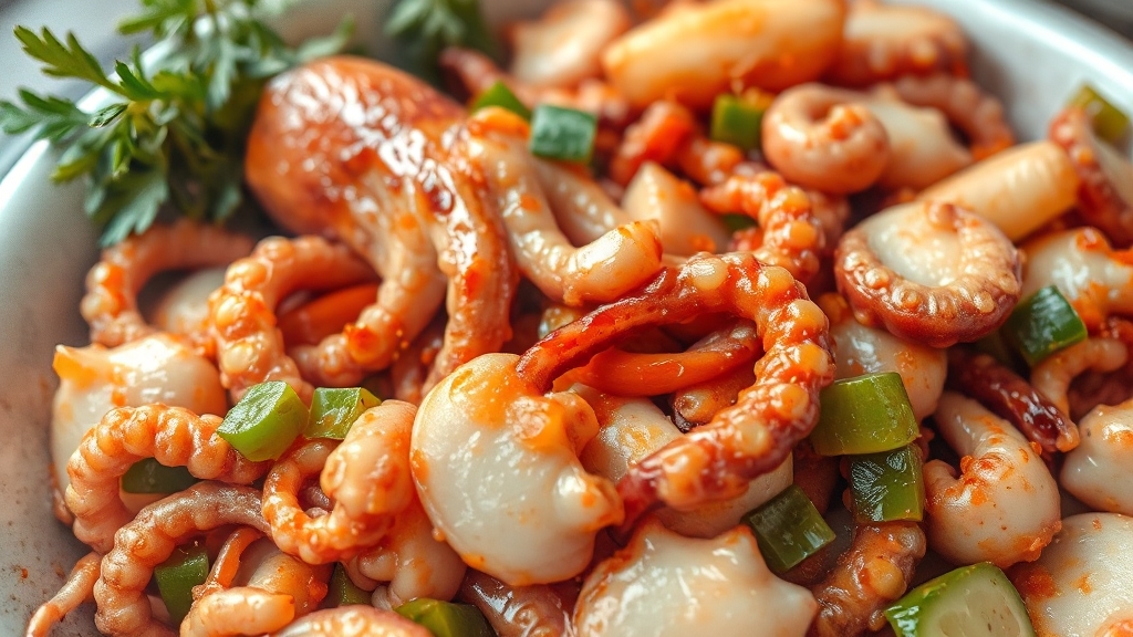 쭈꾸미볶음 재료 준비 (watercolor 스타일)