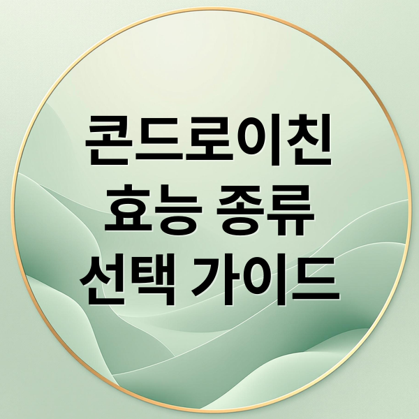 콘드로이친
효능 종류
선택 가이드 (콘드로이친 효능 종류 차이)