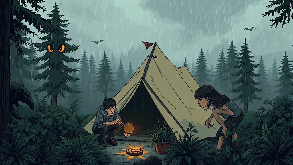 캠핑장 주변, 위험은 없을까? (illustration 스타일)