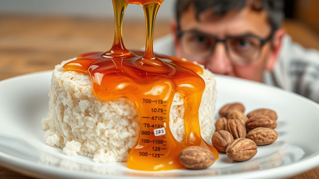 꿀떡과 혈당, 알아야 할 점 (realistic 스타일)