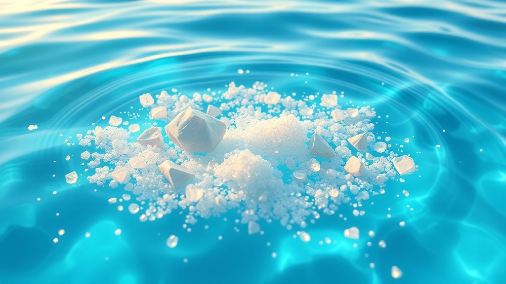 바닷물에 녹는 플라스틱: 개발 배경과 원리 (realistic 스타일)