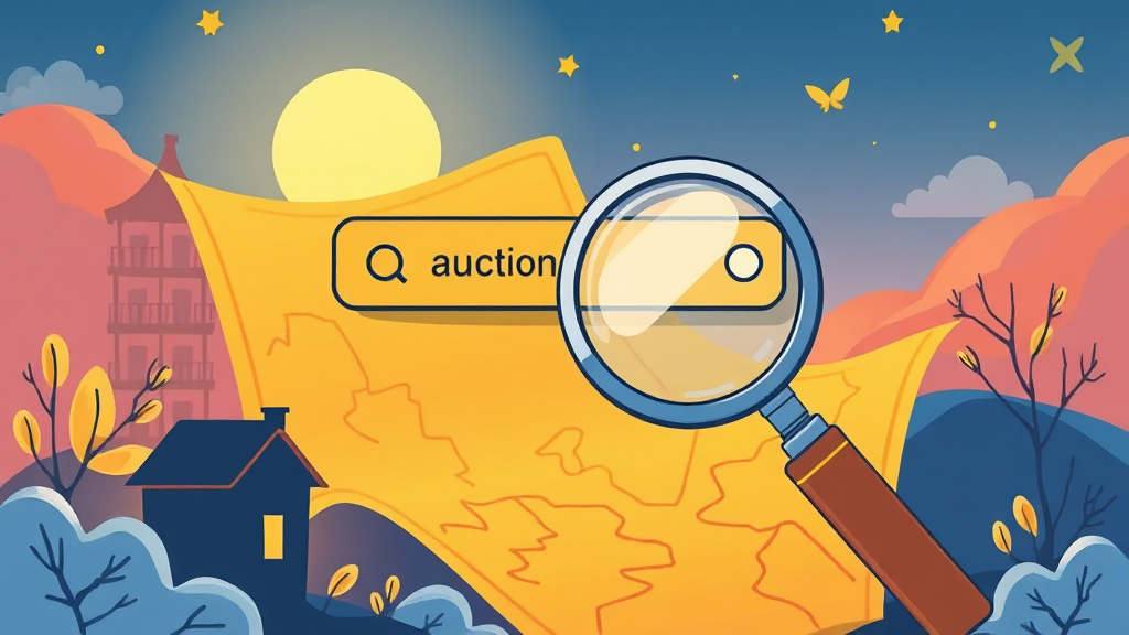 경매 물건 검색 및 조건 설정 (illustration 스타일)