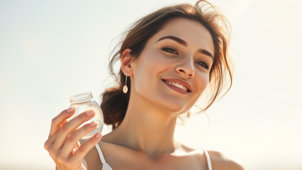 콜라겐 섭취 방법: 먹는 vs 바르는 (watercolor 스타일)