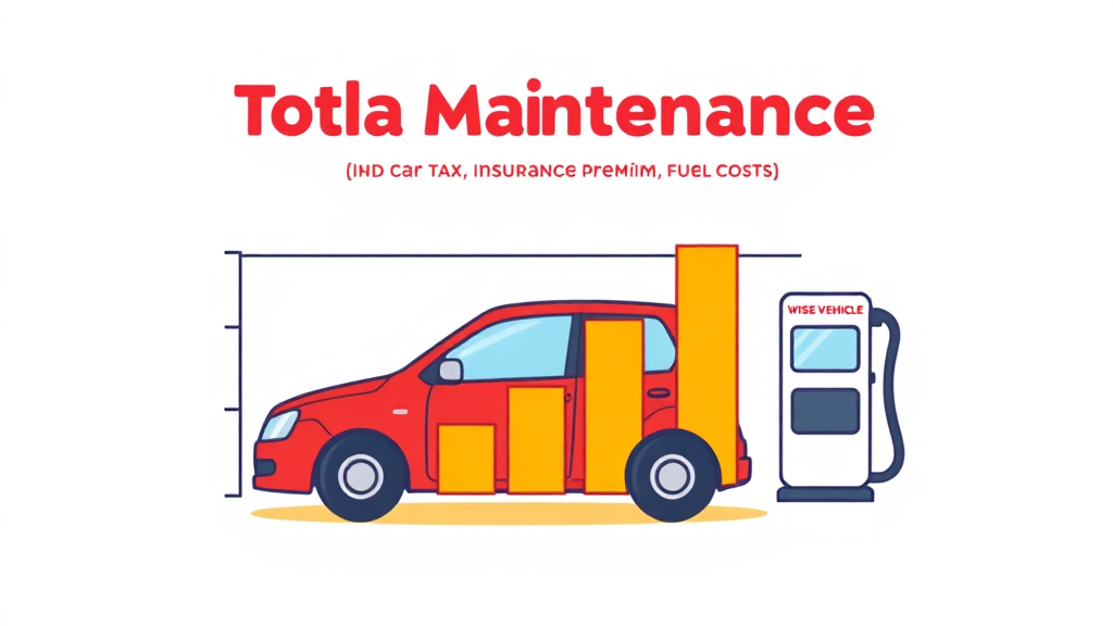 총 차량 유지 비용 계산: 세금부터 보험료까지 (cartoon 스타일)