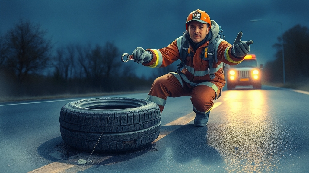 긴급출동 주요 사례: 타이어 문제 (watercolor 스타일)