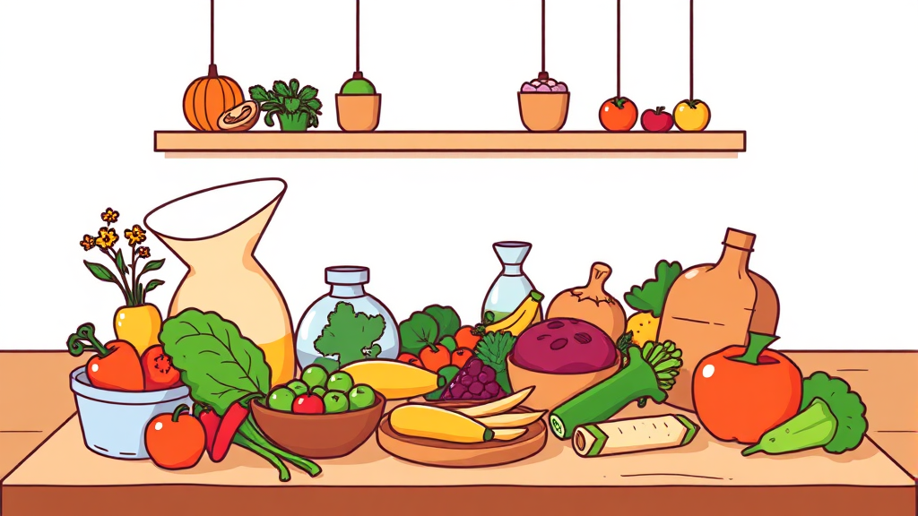 지속 가능한 식탁을 위한 실천 (cartoon 스타일)