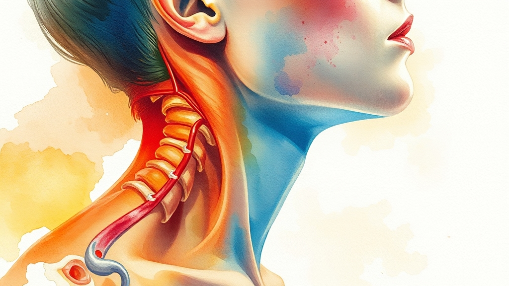 이명과 관련된 신체 문제 (watercolor 스타일)