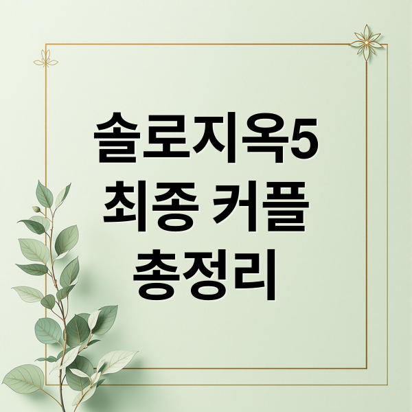 솔로지옥5
최종 커플
총정리 (솔로지옥5 최종커플)
