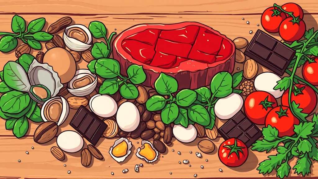 빈혈에 좋은 음식 9가지 (cartoon 스타일)