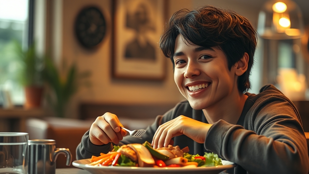 먹방 콘텐츠 사회문화적 영향 (realistic 스타일)