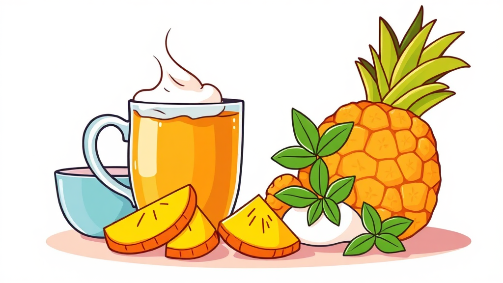 가스 완화에 도움이 되는 음식과 천연 소화제 (cartoon 스타일)