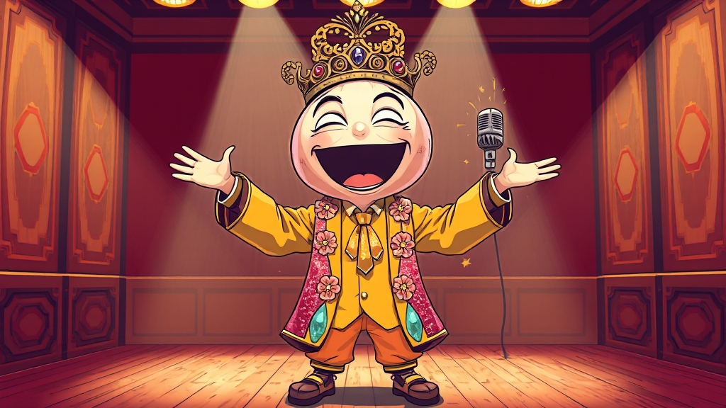 무대 & 판정단 반응 (cartoon 스타일)