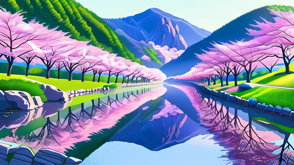 숨겨진 무주 벚꽃길 탐방, 나만의 비밀 장소 찾기 (illustration 스타일)