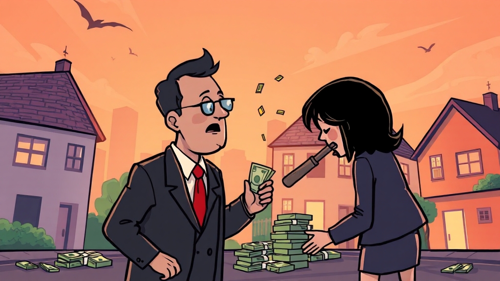 임직원 가족 주택 매입 의혹 (cartoon 스타일)