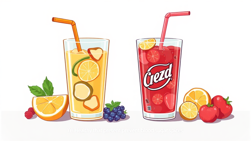 당뇨병 환자의 음료 선택 시 유의사항 (illustration 스타일)