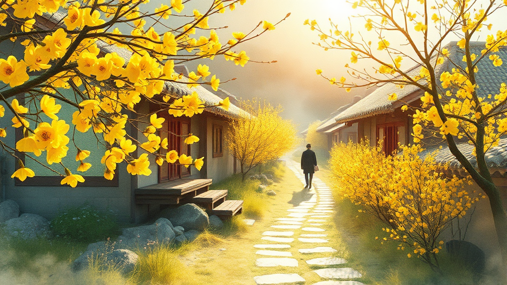 개화 시기 및 축제 일정 (watercolor 스타일)