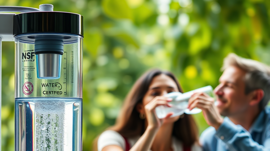 정수기 필터 시스템 & NSF 인증 (realistic 스타일)