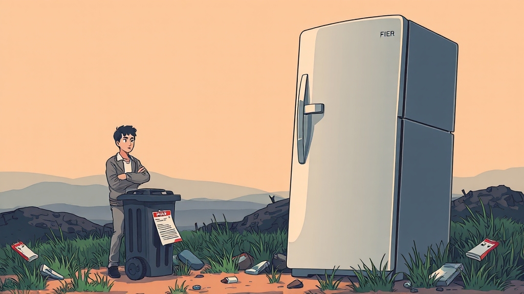 무단 투기 시 과태료 및 법적 책임 (illustration 스타일)