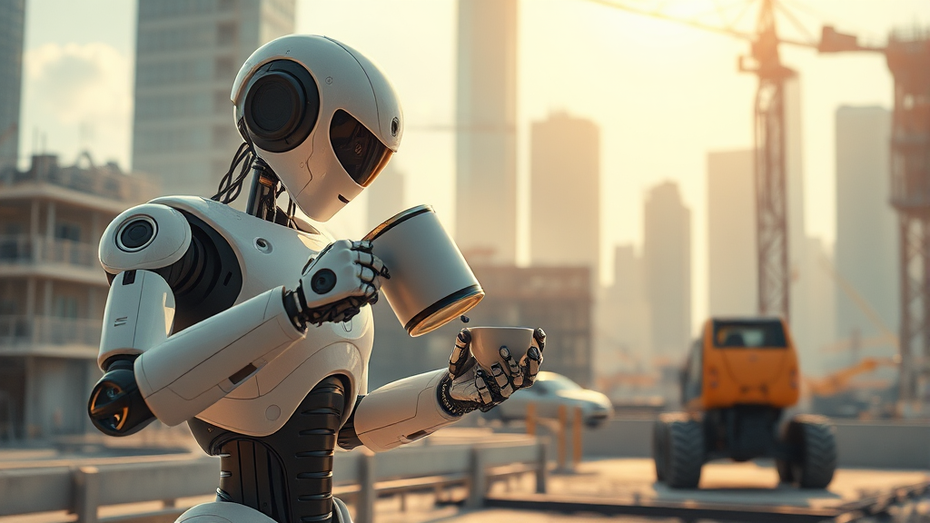 미래 생활을 바꿀 로봇 기능 (watercolor 스타일)