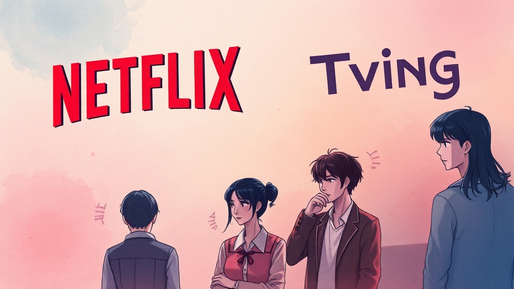 태풍상사 다시보기: OTT 플랫폼 비교 (watercolor 스타일)