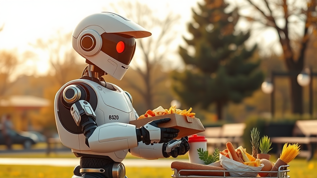 로봇 배달 가맹점 정보 (realistic 스타일)