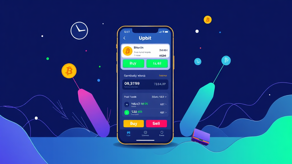 업비트 비트코인 매수/매도 가이드 (illustration 스타일)