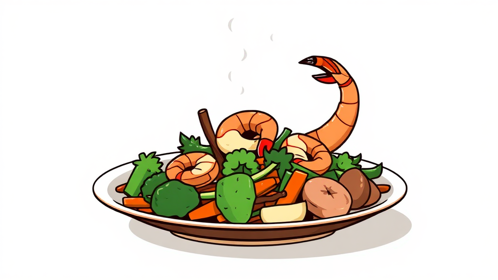 다이어트 식단 레시피: 볶음 요리 (illustration 스타일)