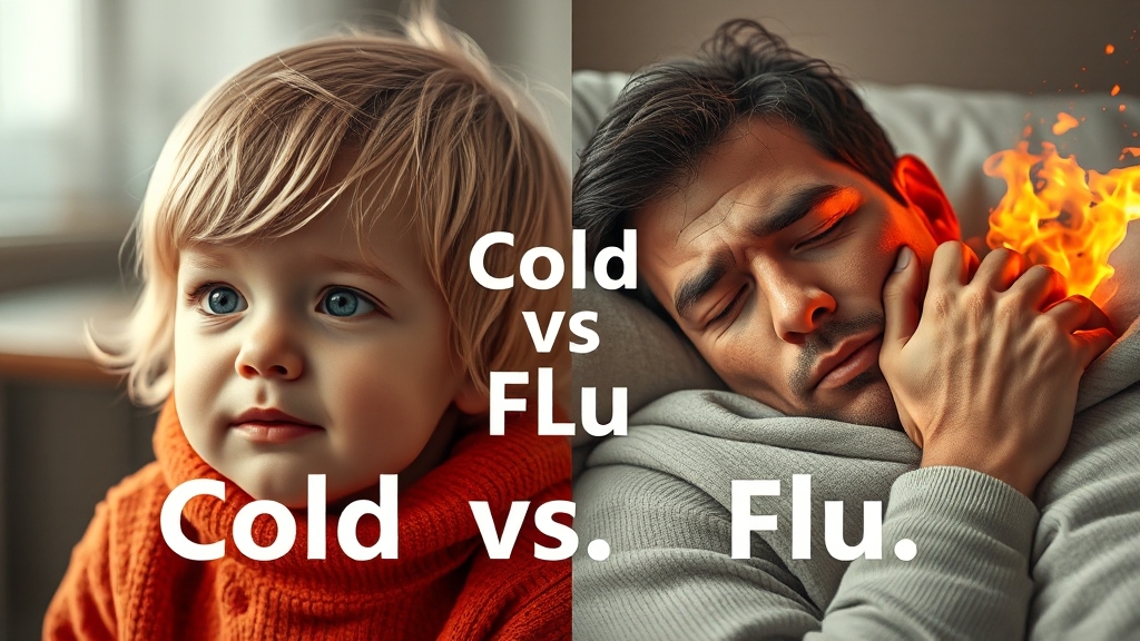 감기 vs 독감, 뭐가 다를까? (realistic 스타일)