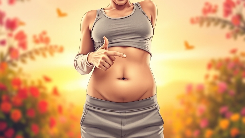 복부비만 원인과 개선 (illustration 스타일)