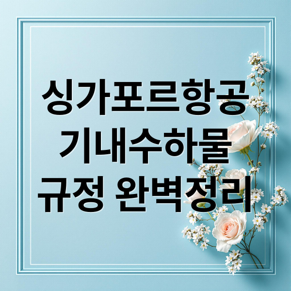 싱가포르항공
기내수하물
규정 완벽정리 (싱가포르 항공 기내 수화물 규정)