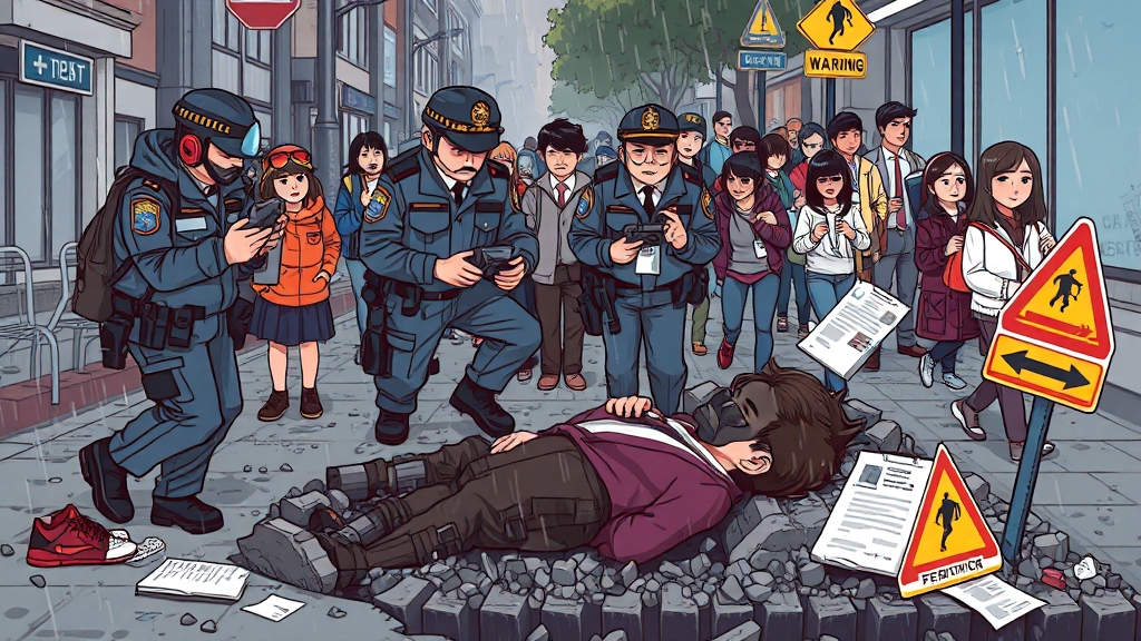 옹벽 붕괴 사고 개요 (cartoon 스타일)