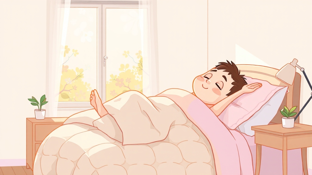 숙면을 위한 생활 습관 개선 (cartoon 스타일)
