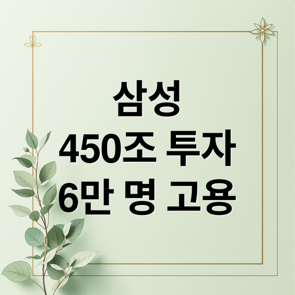 삼성
450조 투자
6만 명 고용 (삼성 고용 투자)