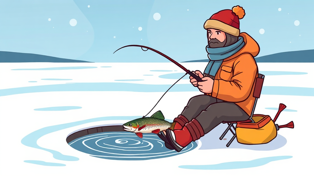 얼음낚시 준비물 (cartoon 스타일)