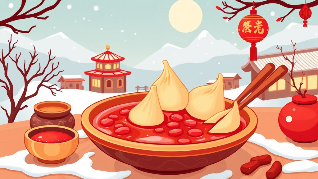동지 팥죽: 유래와 상징 (cartoon 스타일)