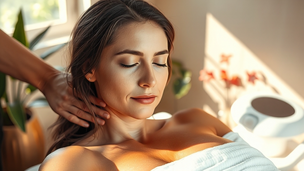 마사지로 샐로라이트 완화 (realistic 스타일)